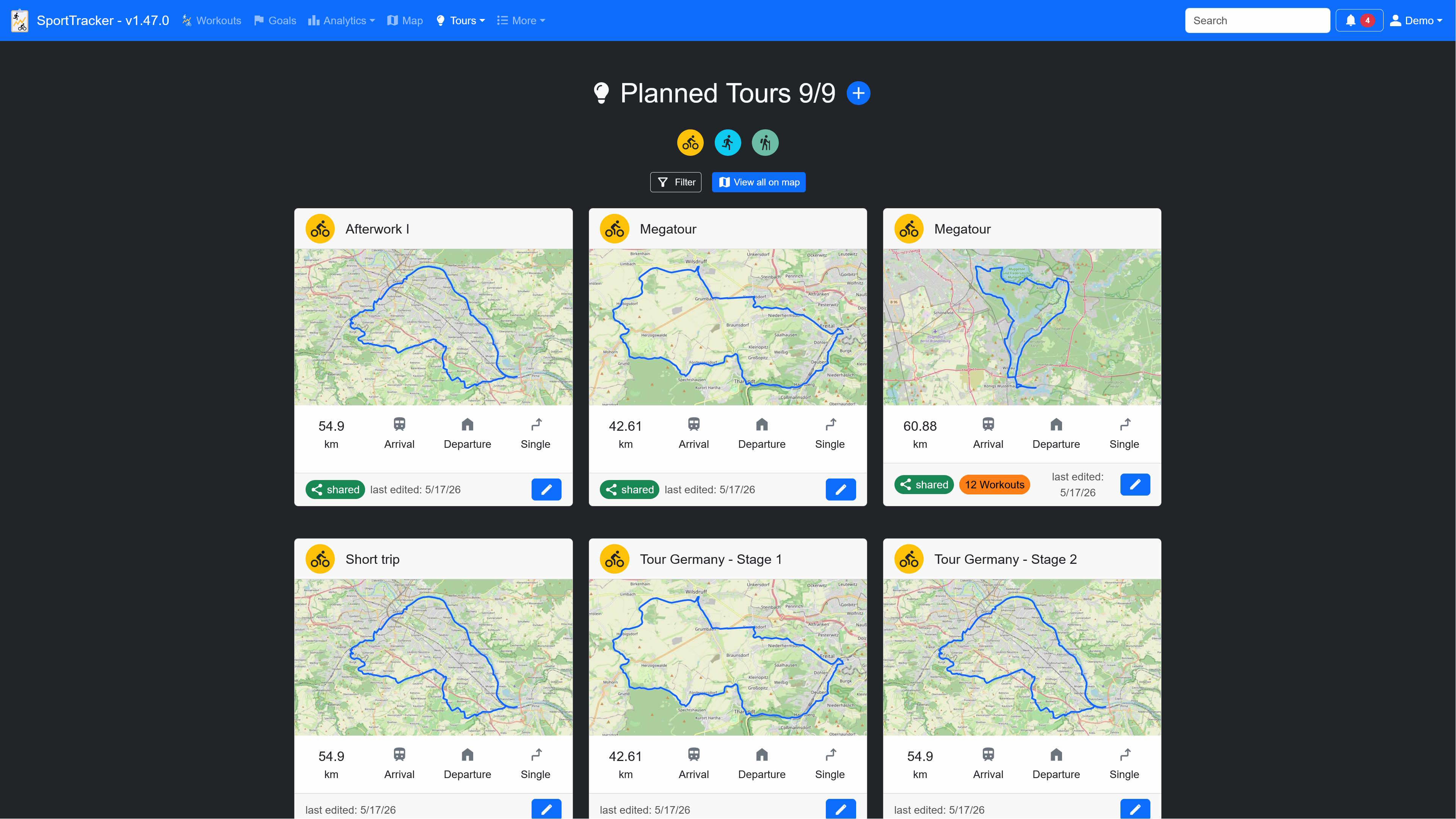 Planned tours